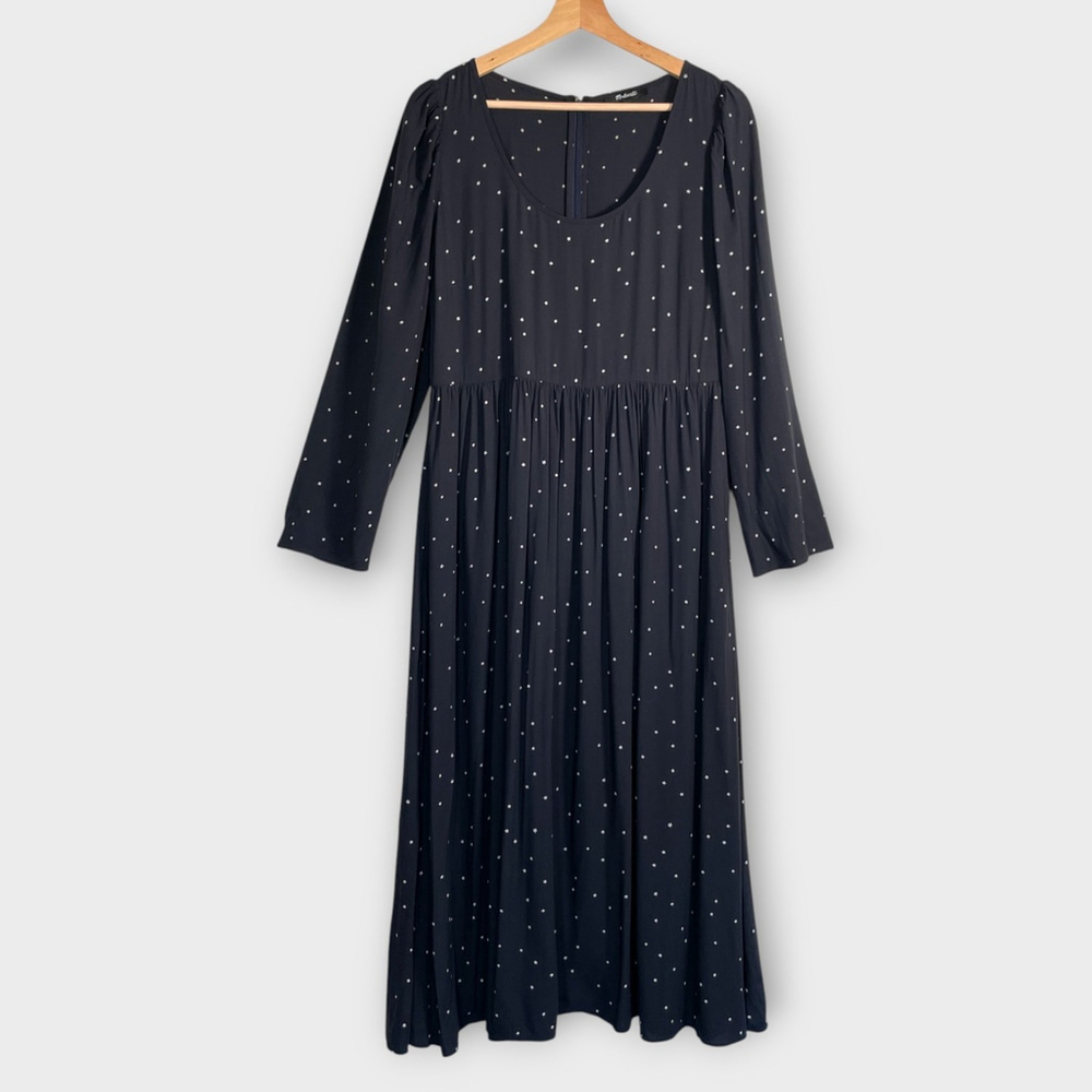 MADEWELL Alicia Night Stars Dress Sz 8 Midi Long Sleeve Dark Academia EUC